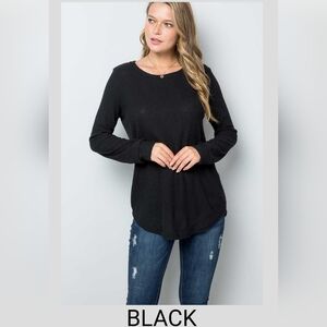 Long Sleeve Waffle Texture Light Sweater